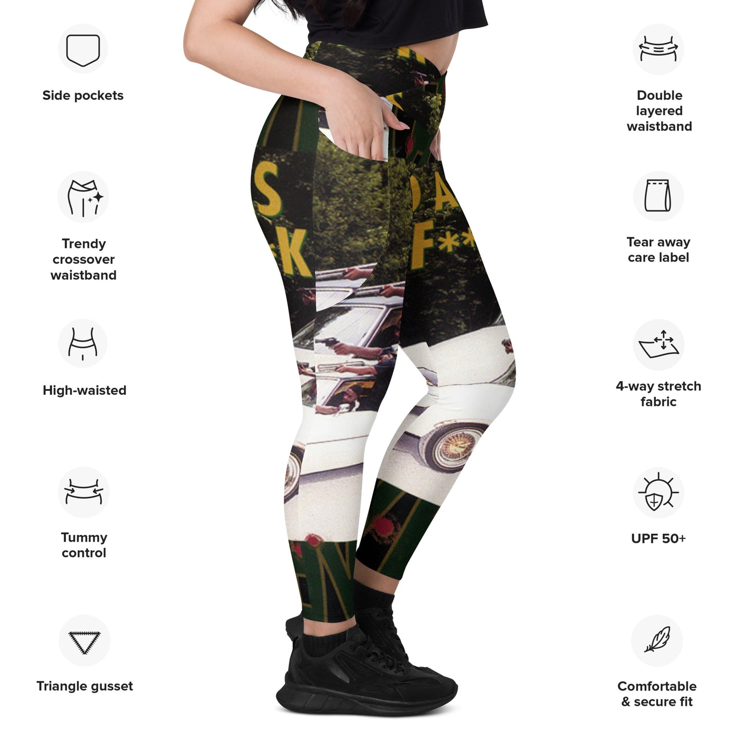 OG Hard Hard Tha Fk Crossover leggings with pockets