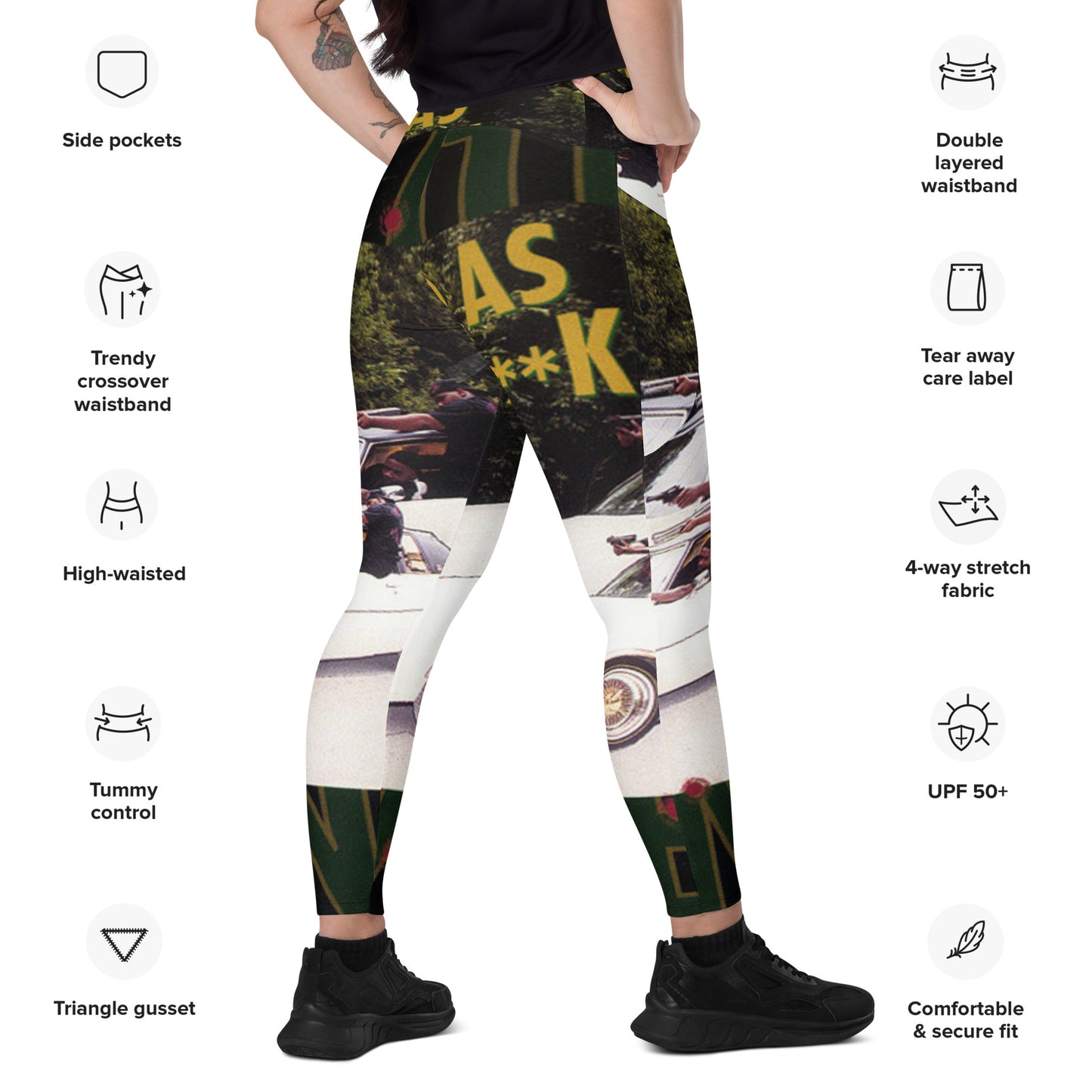 OG Hard Hard Tha Fk Crossover leggings with pockets