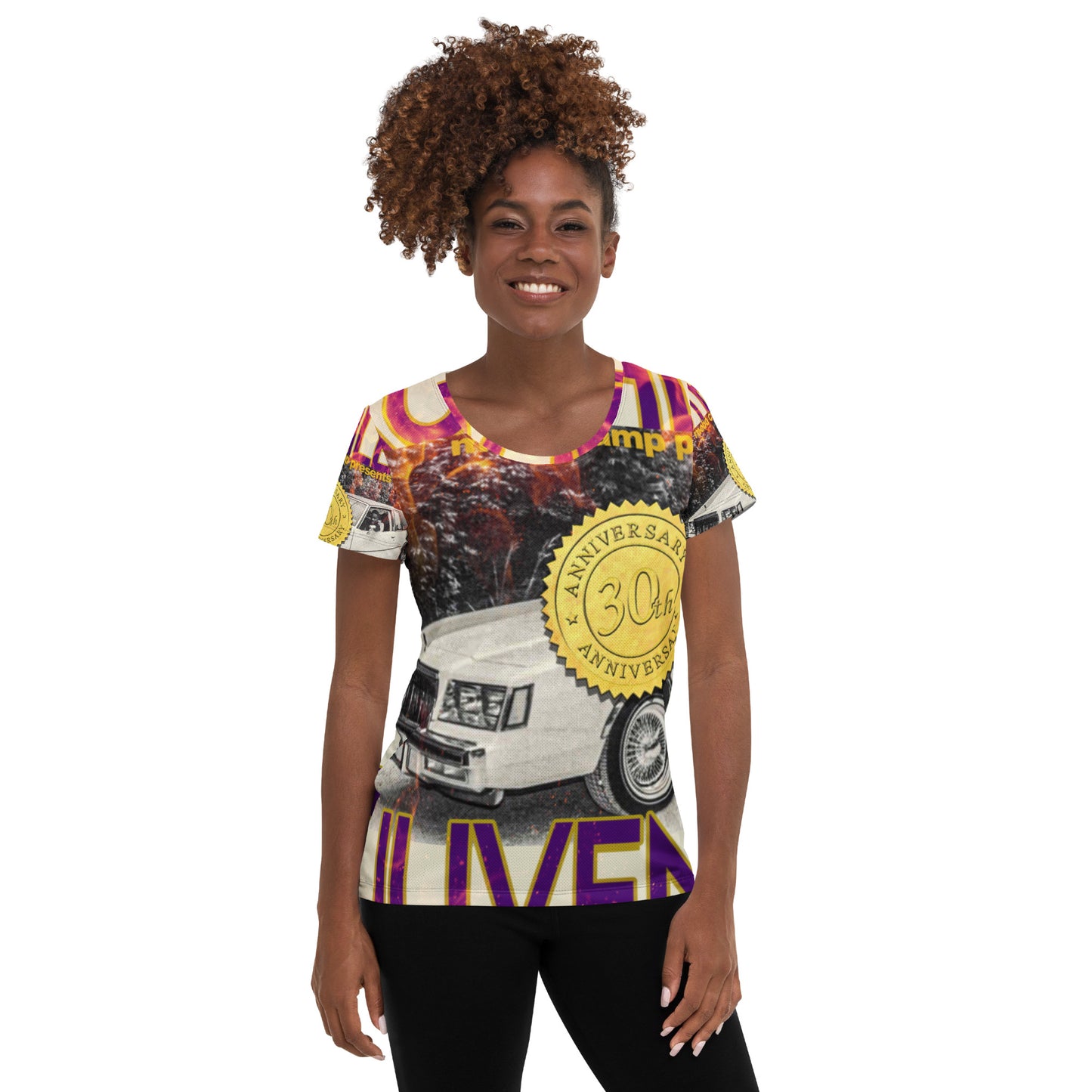 RJ 30th Ann All-Over Print Women's Athletic T-shirt