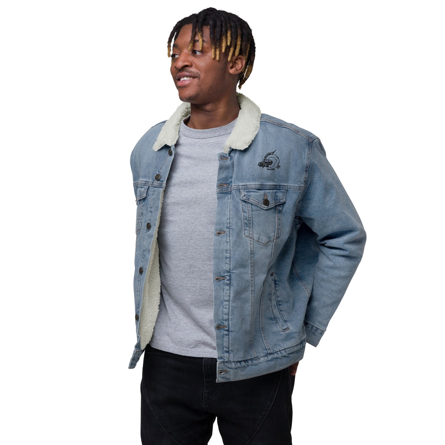 MJ OL Blk Unisex Denim Sherpa Jacket